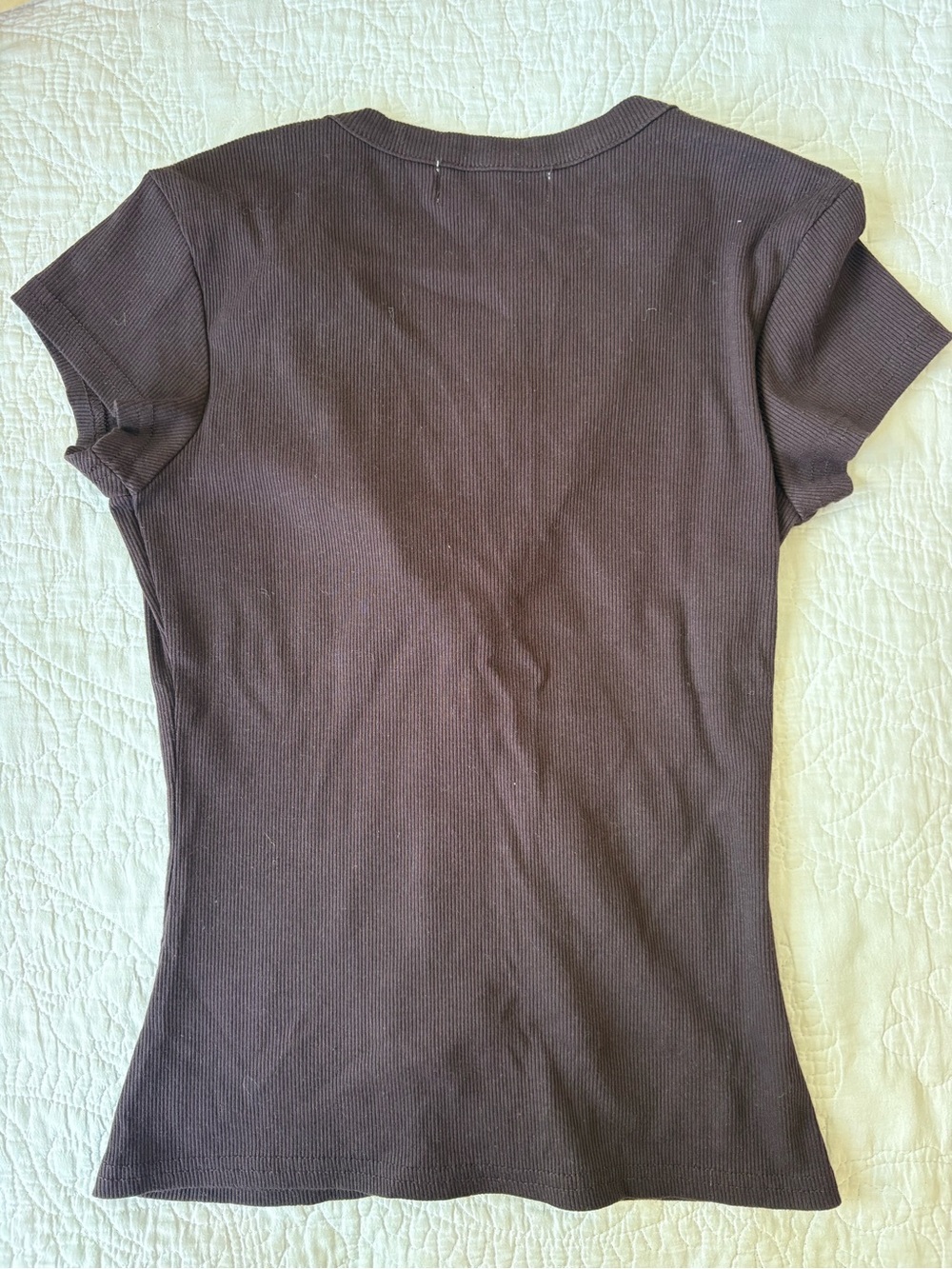 SUPRE Dark Maroon Ribbed Short-Sleeve Button-Front Top - Picture 2 of 2